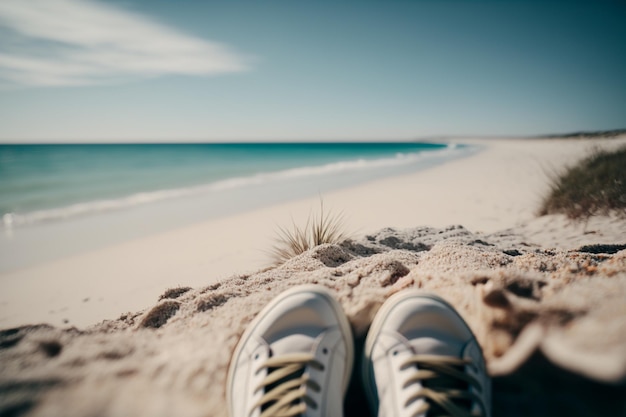 Letnie wakacje pusta plaża nad oceanem Generacyjna sztuczna inteligencja