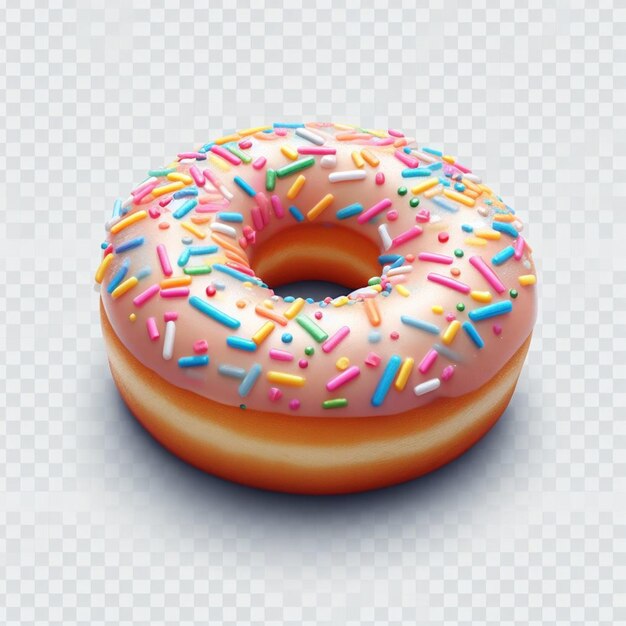 Levitating Glazed Donut with Pink Glaze and Sprinkles 3D Culinary Fantasy ai image