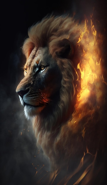 Lew z ogniem na głowie