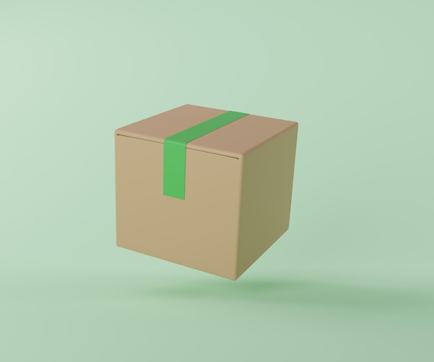 Lewituj kartonowe pudełko z paczką tło 3D render ilustracji
