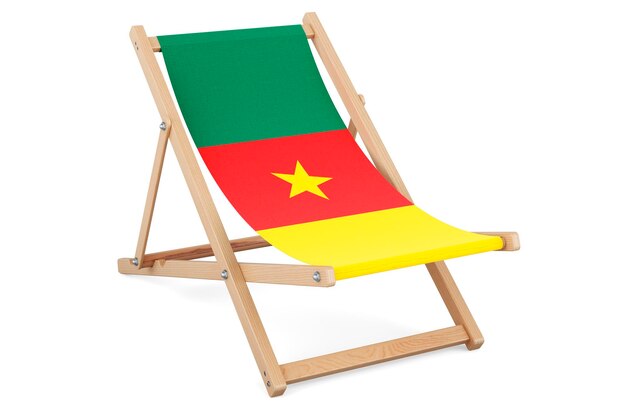 Leżak z flagą Kamerunu Kamerun wakacje wycieczki pakiety podróżne koncepcja renderowania 3d izolowane na białym tle