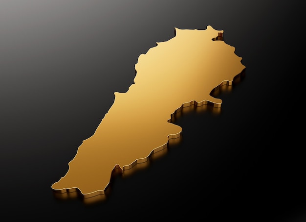 Liban złota mapa kamienia na czarnym tle ilustracji 3d