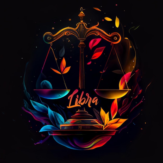 Libra horoskop znak w kolorowe streszczenie ilustracji. Ikona astrologii i zodiaku.