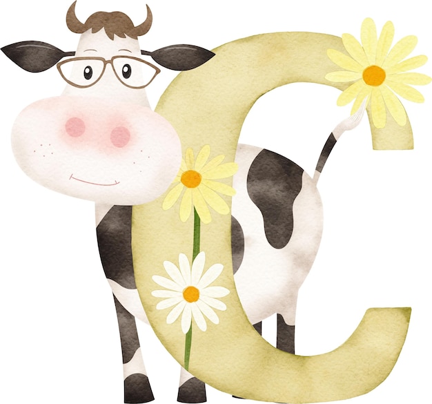 Liczba C z ilustracją krowy
