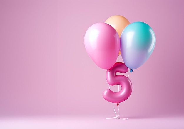 Liczba rocznica Piąte urodziny Helium balon