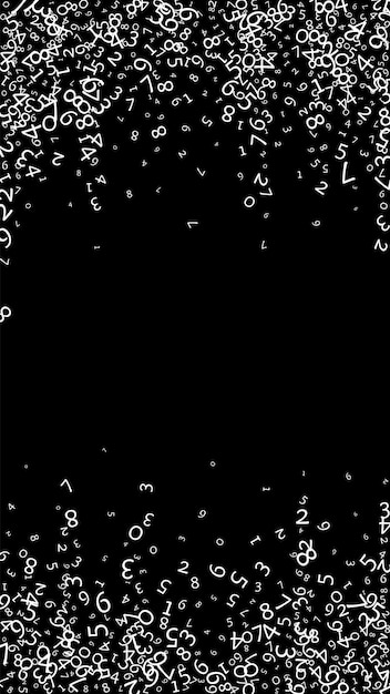 Liczby spadające koncepcja dużych danych binarny biały bałagan latające cyfry korzystny futurystyczny baner na czarnym tle cyfrowa ilustracja wektorowa z spadającymi liczbami