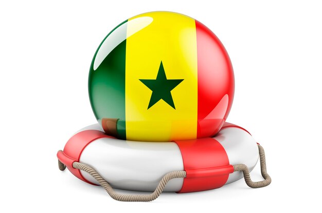 Lifebelt z flagą Senegalu Bezpieczna pomoc i ochrona koncepcji Senegalu renderowanie 3D