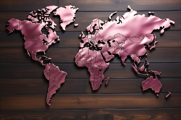 lilac metaliczny i ze stali nierdzewnej mapa świata mapamundi