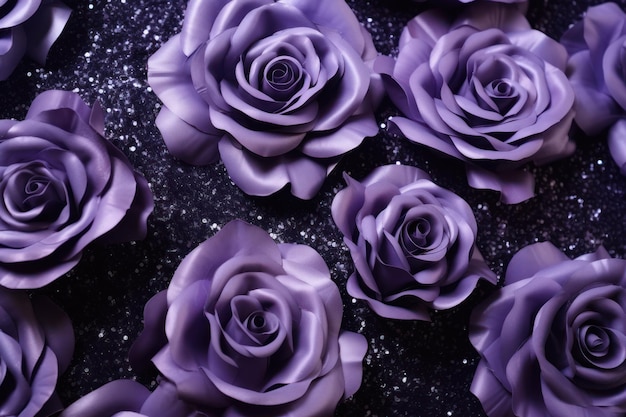 Liliowe róże na czarnym Fioletowe róże izolowane Fioletowe róże tło