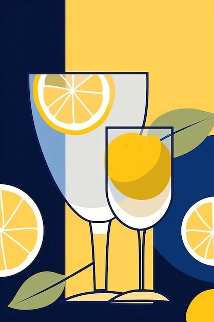 limonada nowoczesna minimalistyczna sztuka plakatów w stylu kury Białe tło HD Zdjęcie Izolowane białe