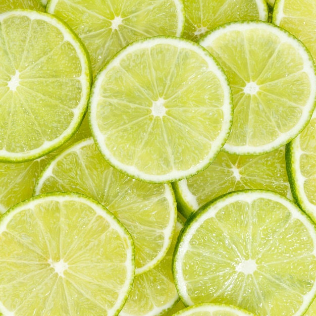Limonki owoce cytrusowe limonka kolekcja żywności tło kwadratowe świeże owoce