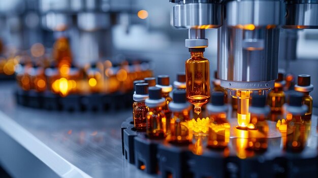 Linia butelkowania olejów eterycznych w butelkach Przemysł farmaceutyczny Środowisko przemysłowe