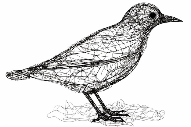 Linia sztuki jednego ptaka minimalistyczny czarny