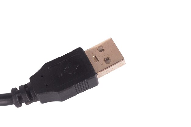 Linia USB na białym tle