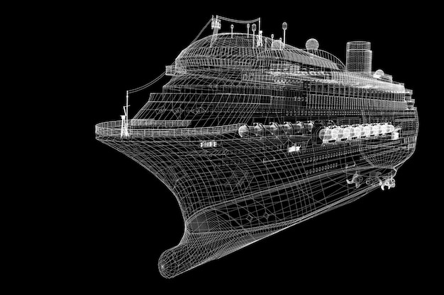 Liniowiec, statek, konstrukcja nadwozia, model drutu