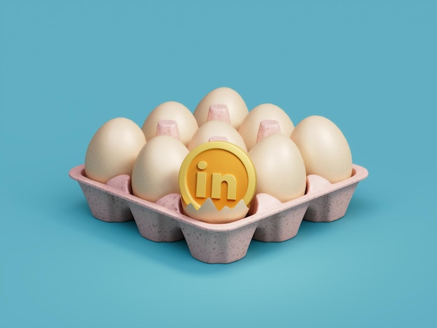 LinkedIn Social Media Złamana otwarta taca na jajka Ilustracja 3D