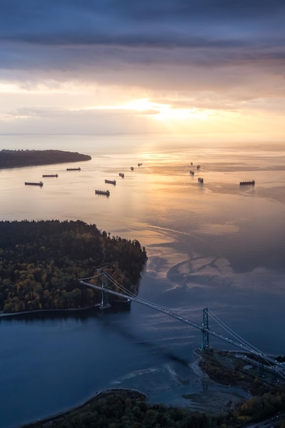 Lions Gate i Stanley Park Aerial