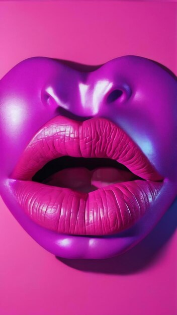 Zdjęcie lips purpurowa różowa antyczna rzeźba na tle retro vaporwave kolaż sztuki współczesnej