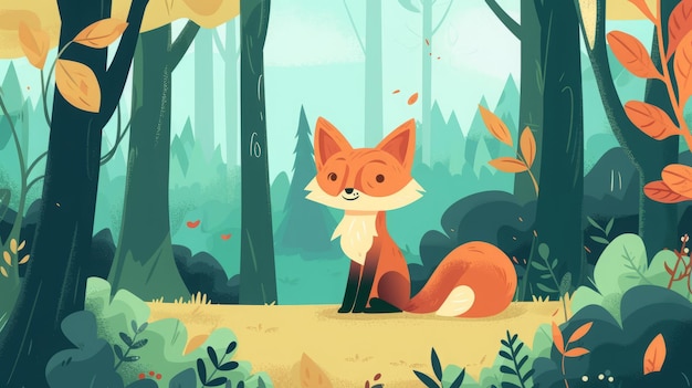 lis w ilustracji z lasu wróżek