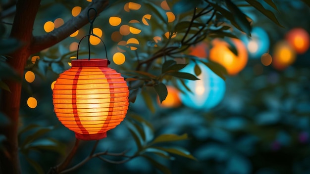 Liść klonowy japoński festiwal latarni chiński festiwal latarnów