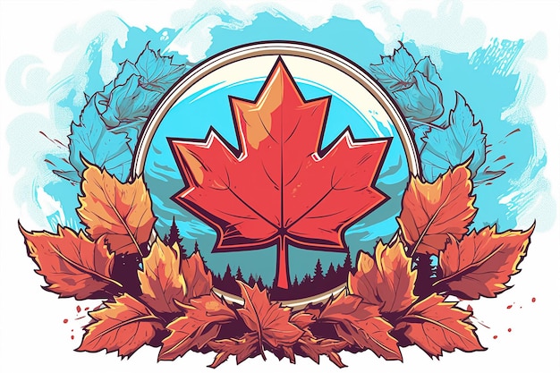 Liść klonu z napisem Kanada w środku