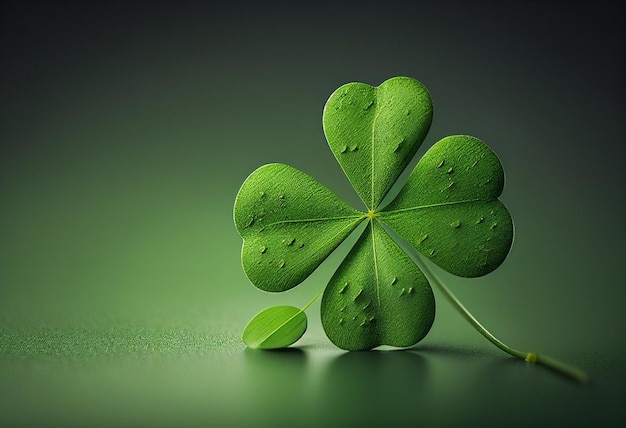 Liść koniczyny na zielonym tle St Patrick's day concept 3d render generatywny ai