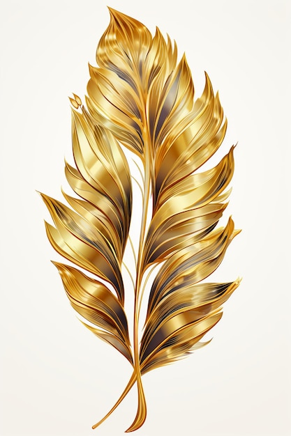 Zdjęcie liść narysowany złotymi liniami liść w całości w ramce generatywnej ai