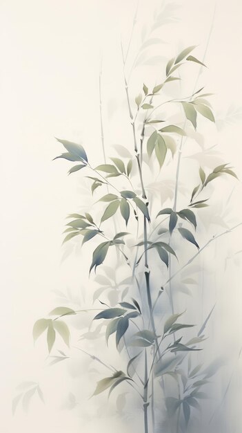 Liście bambusa w stylu vintage mgły