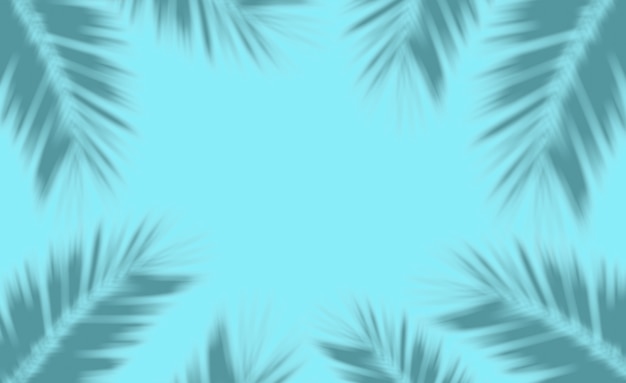 Zdjęcie liście palmowe tło. cienie tropikalnych liści palmowych na pustym kolorowym tle.