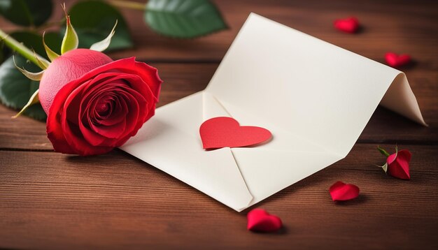 List miłosny z czerwonymi różami