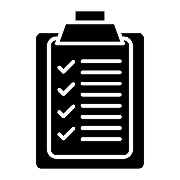 Lista kontrolna glifów, solidna czarna ilustracja