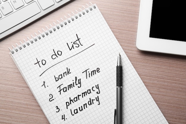 Lista rzeczy do zrobienia Koncepcja czasu rodzinnego
