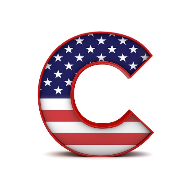 Litera C gwiazdy i paski flaga amerykańska napis czcionka renderowania 3D