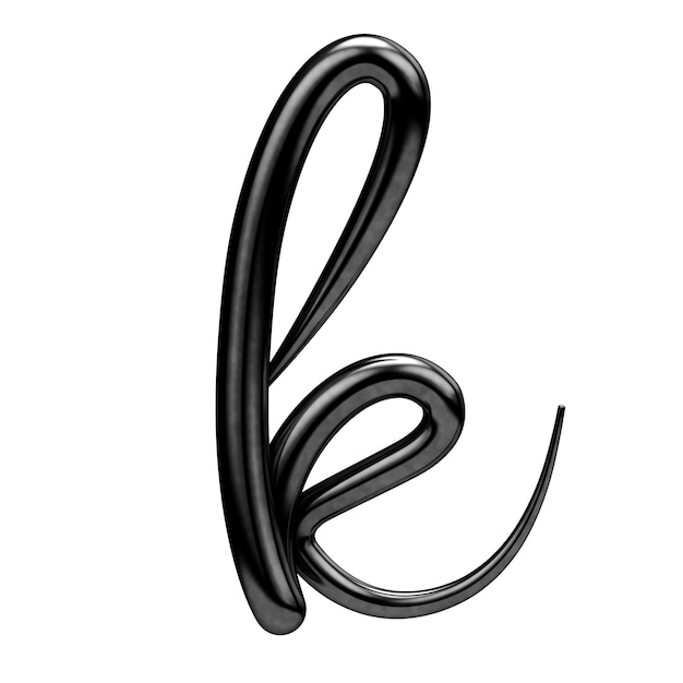 Litera K czarna odręczna czcionka skryptowa Renderowanie 3D
