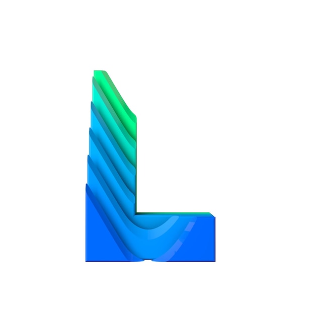 Zdjęcie litera l warstwowy efekt fali typu 3d rendering
