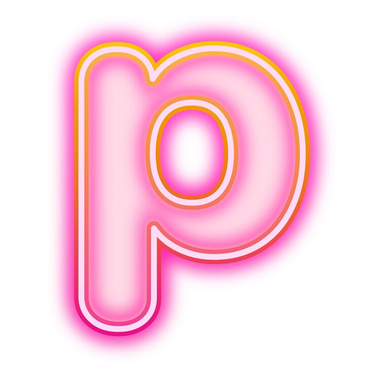 Zdjęcie litera png neonowa gradient różowa czcionka przezroczyste tło