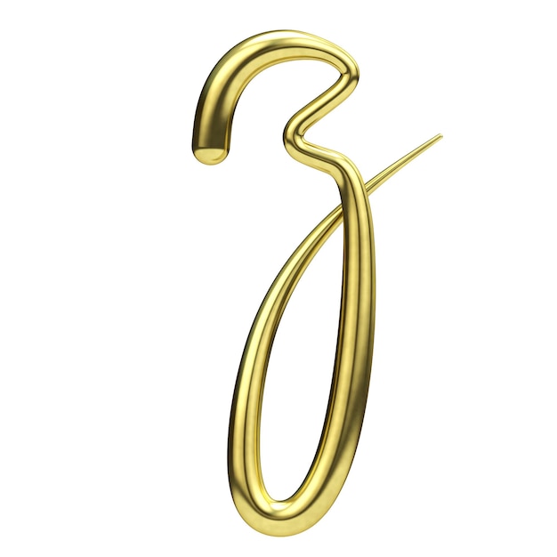Litera Z złota odręczna czcionka skryptowa Renderowanie 3D