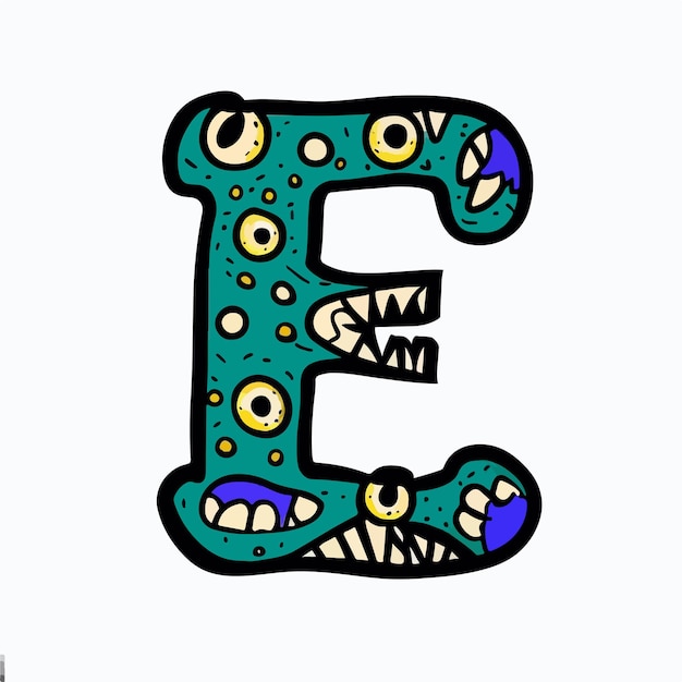 literę e, na której jest litera e