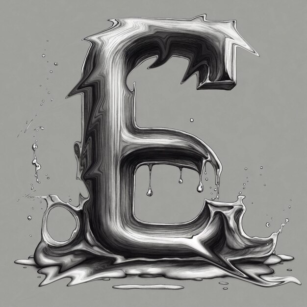literę "e" narysowaną w wodzie