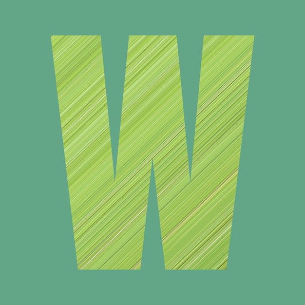 Litery alfabetu o kształcie W w stylu zielony wzór na pastelowym zielonym kolorze tła do projektowania w swojej pracy.