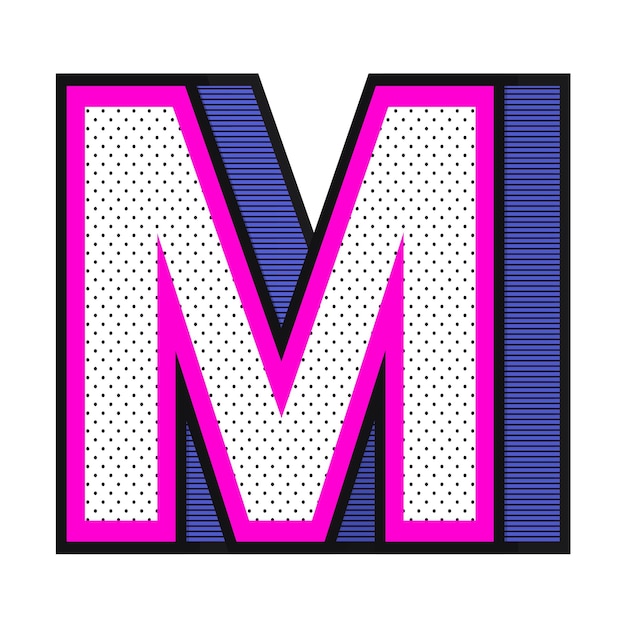 Litery M png 3d typografia z efektem półtonu