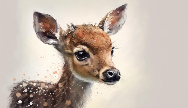 Little cute baby Deer farba akwarelowa Generative AI
