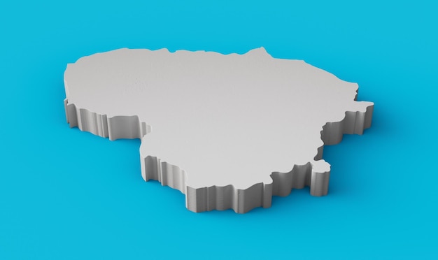 Litwa Mapa 3D Geografia Kartografia i topologia Sea Blue powierzchnia ilustracja 3D