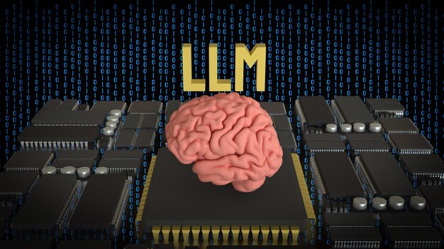 LLM i koncepcja Brain for Technology 3d Rendering