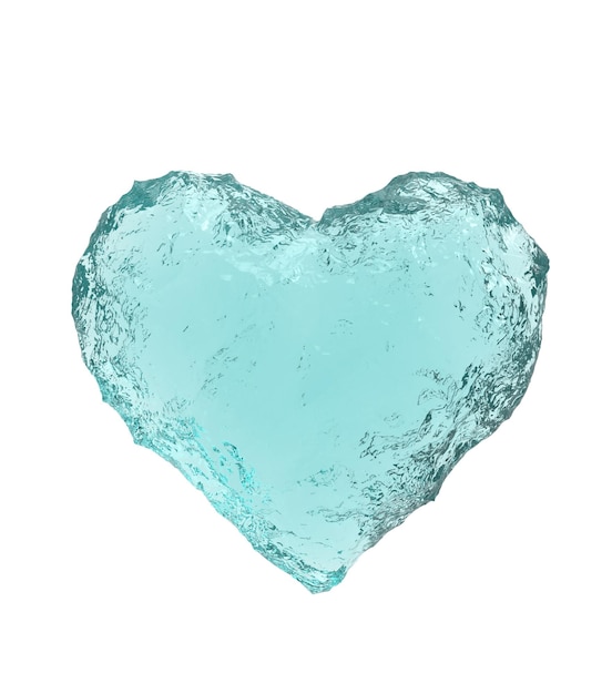 Lód w kształcie serca na białym tle ilustracja 3D