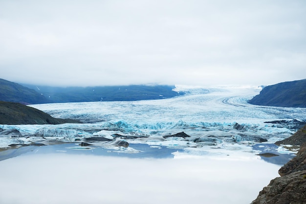 Lodowiec Vatnajokull, Jezioro Lodowcowe Hoffellsjokull, Południowa Islandia.