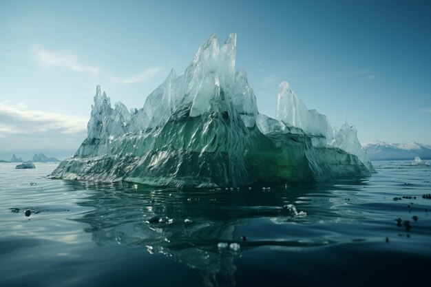 lodowiec z czystego zielonego lodu na powierzchni wody