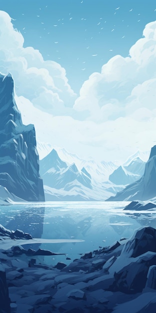 Zdjęcie lodowiec zadziwiająca ilustracja góry i wody w świetle cyjanowym i niebieskim