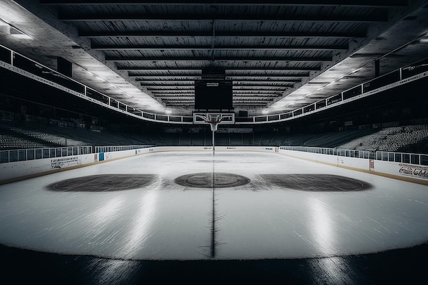 Lodowisko hokejowe arena sportowa puste pole Ilustracja Generatywna sztuczna inteligencja