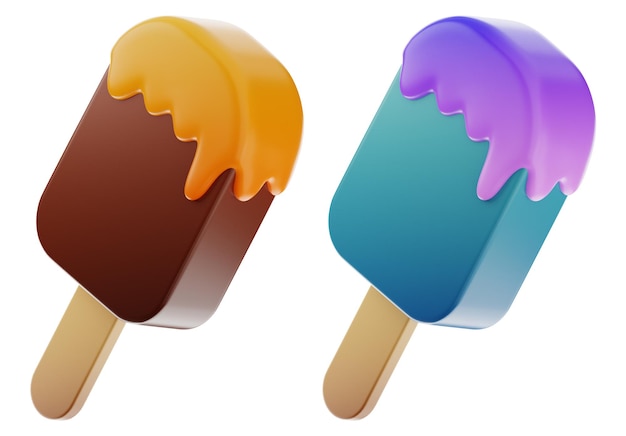 lody premium jedzenie ikona renderowania 3d na na białym tle
